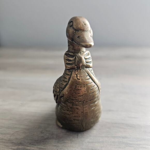 Vintage Solid Brass Duck Figurine Collectible Goose Home Decor Bird Mid Century - Picture 3 of 11
